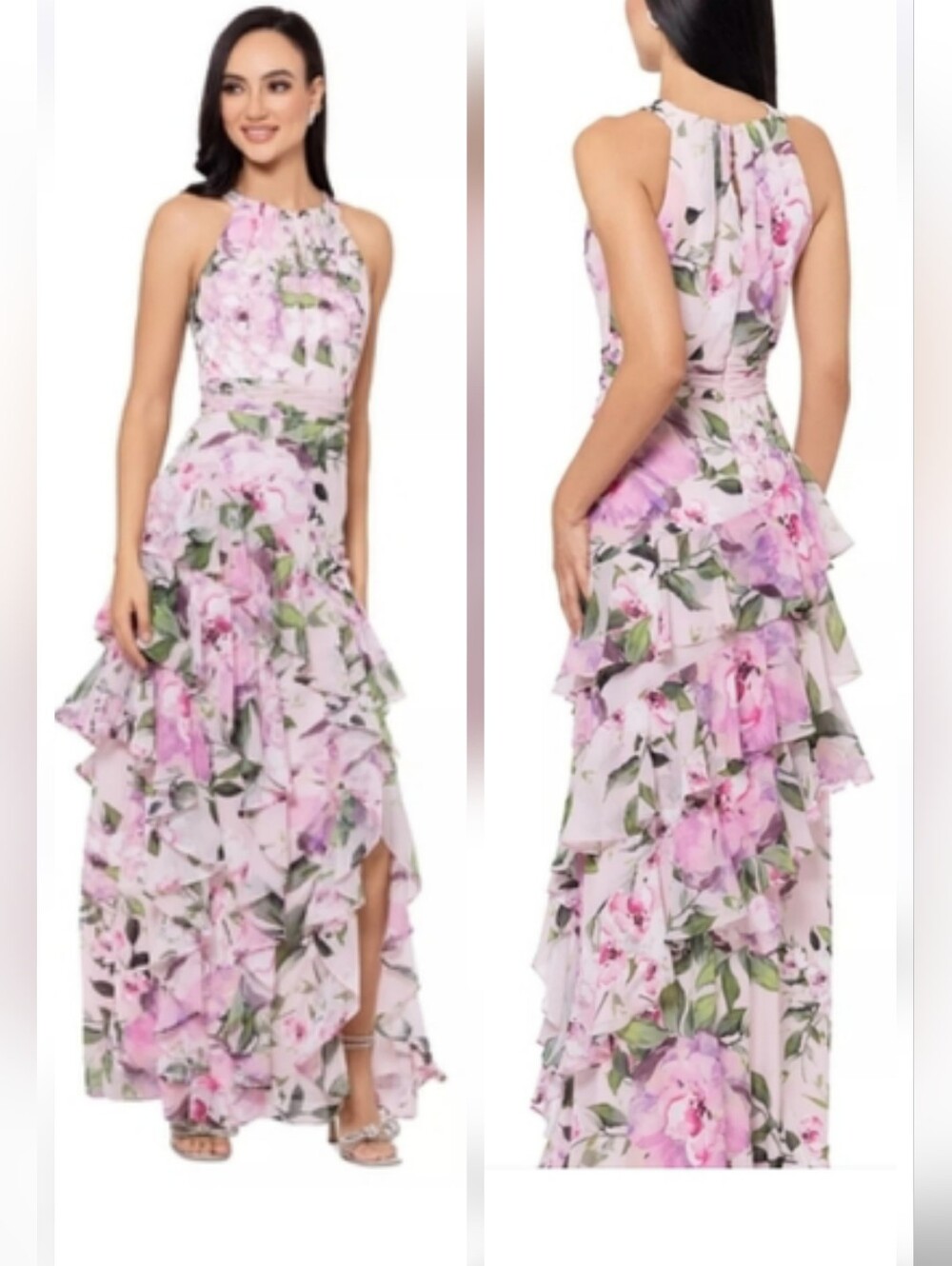 Xscape floral High Neck Maxi dress size 8